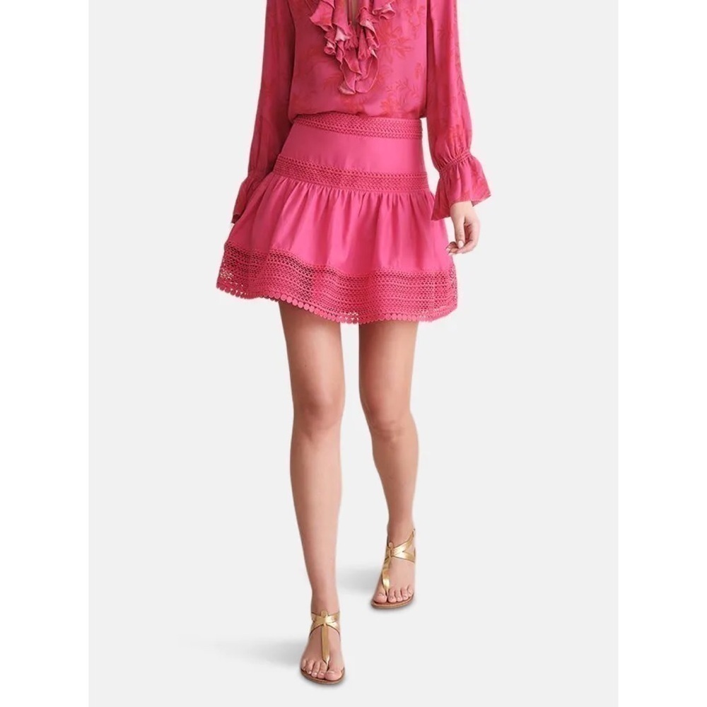 Haute Hippie Catherine Lace Trimmed Mini Skirt